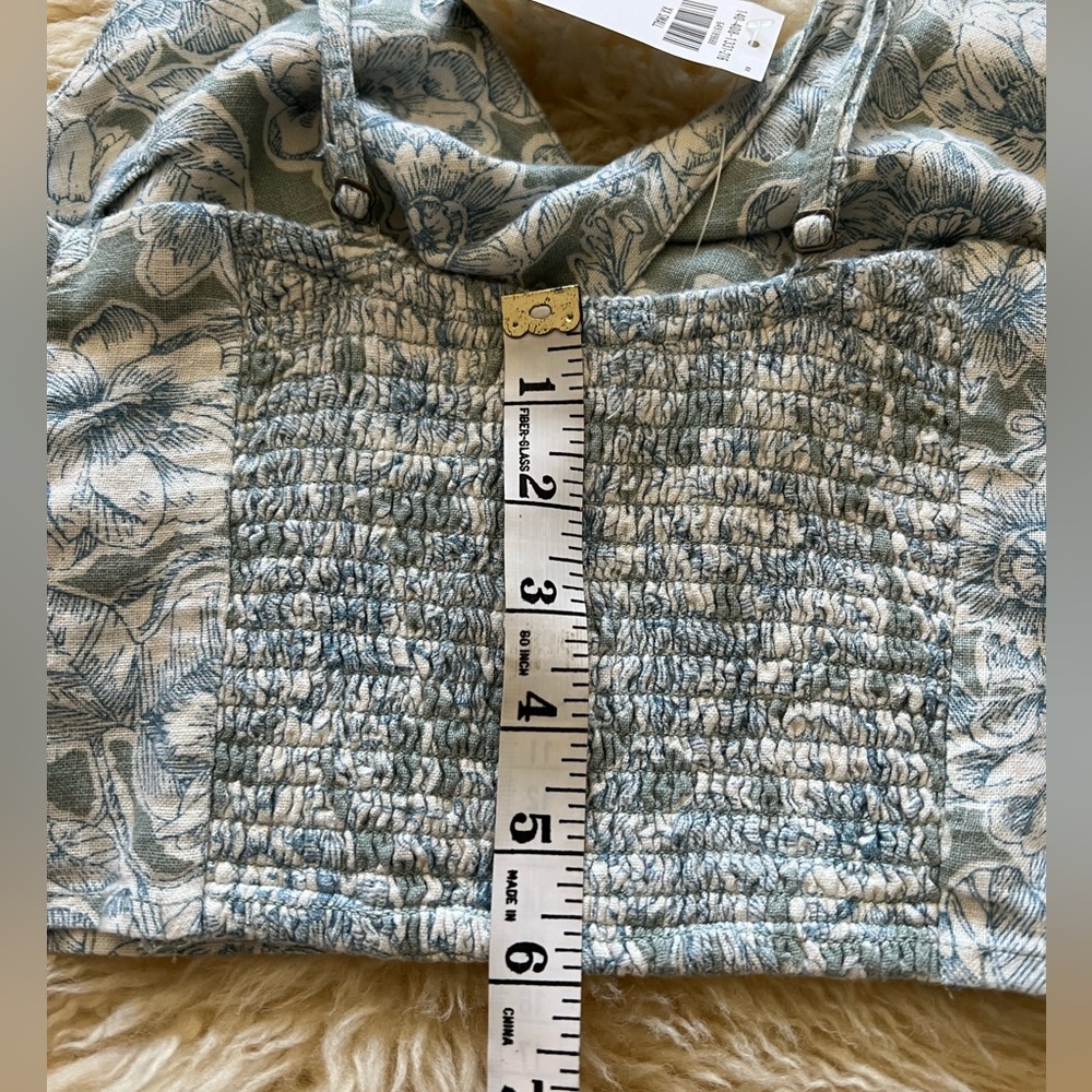 Abercrombie & Fitch Floral Twist-Front Linen Blend Cutout. Size XXS - Picture 8 of 9